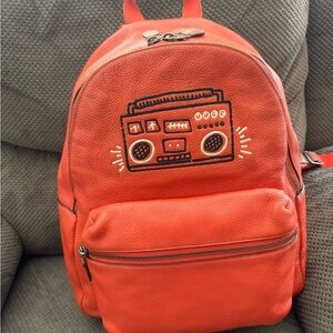 Coach Orange Backpack with Boombox Design